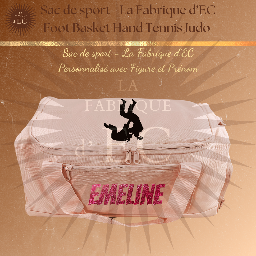 Sac de sport ROSE_Multi Sports La Fabrique d'EC - 29L Personnalisé avec figure et prénom