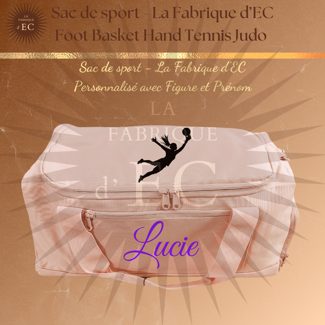 Sac de sport ROSE_Multi Sports La Fabrique d'EC - 29L Personnalisé avec figure et prénom