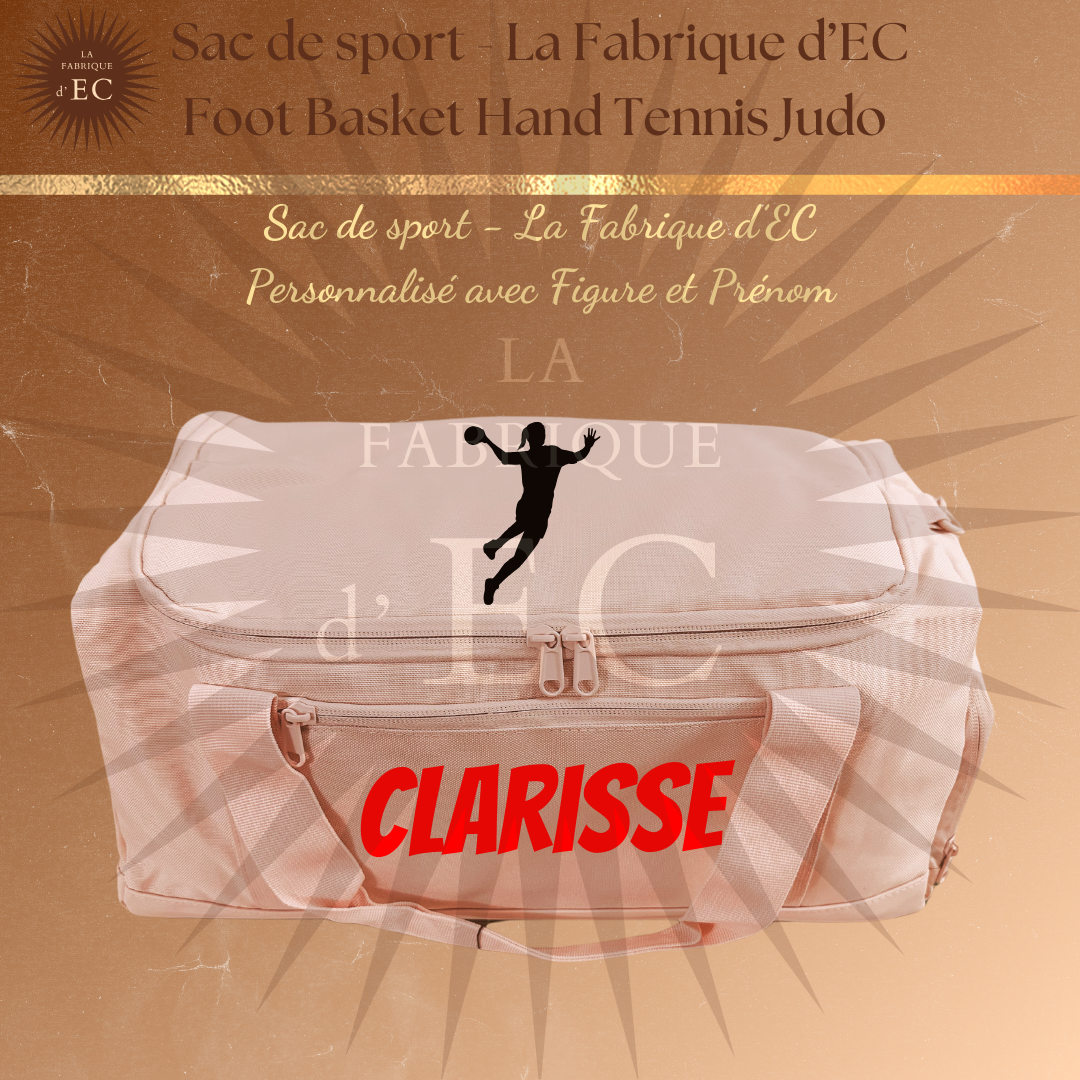 Sac de sport ROSE_Multi Sports La Fabrique d'EC - 29L Personnalisé avec figure et prénom