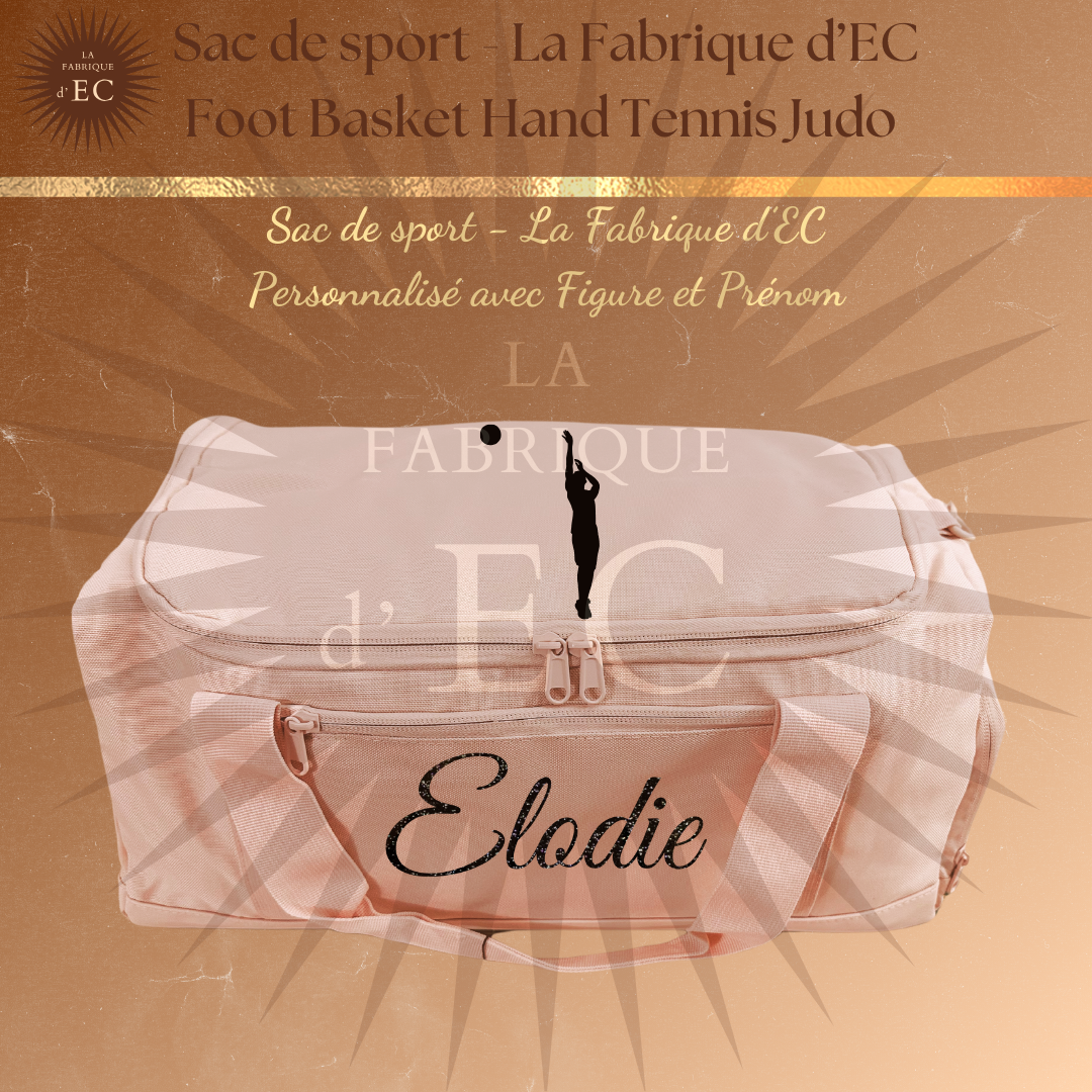 Sac de sport ROSE_Multi Sports La Fabrique d'EC - 29L Personnalisé avec figure et prénom