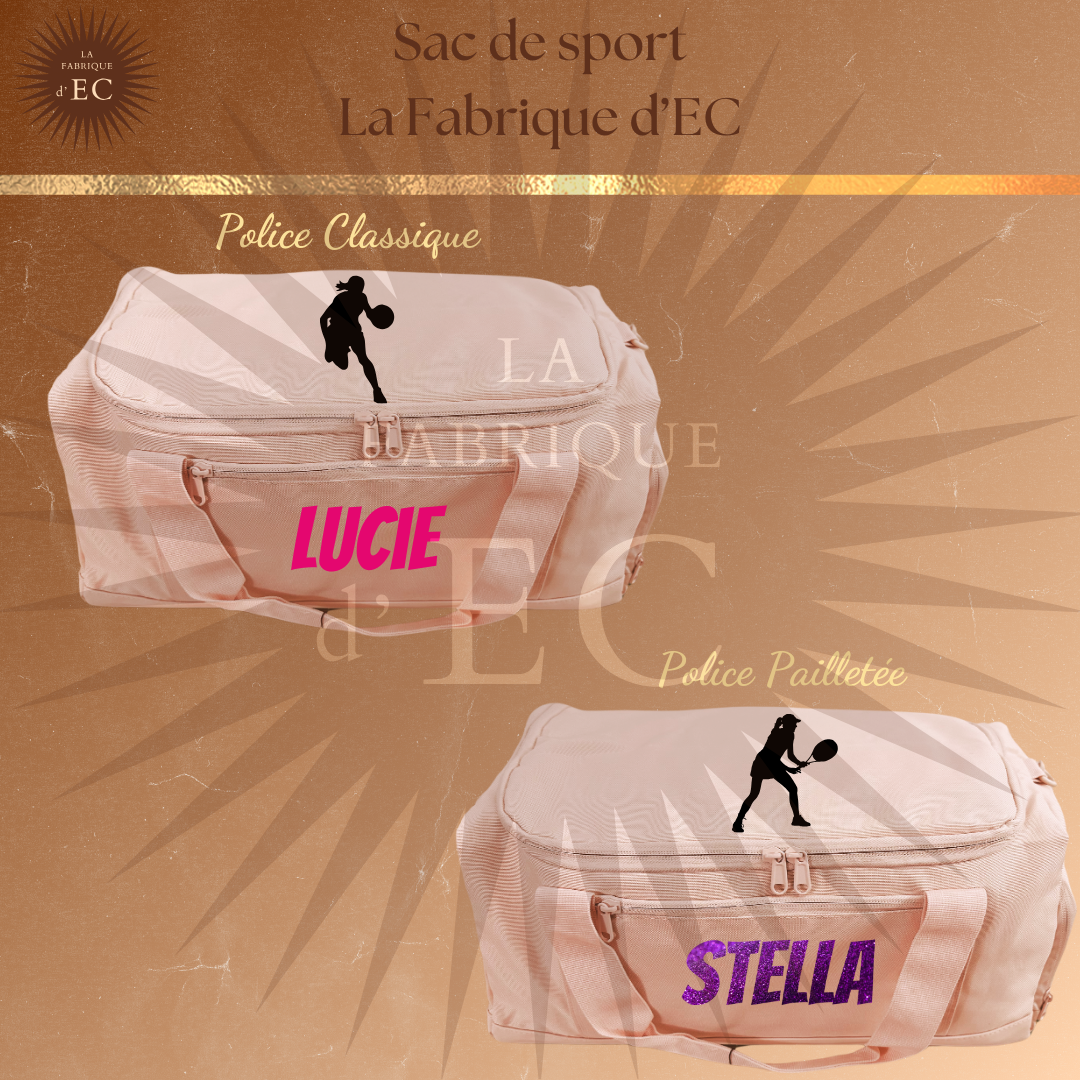 Sac de sport ROSE_Multi Sports La Fabrique d'EC - 29L Personnalisé avec figure et prénom