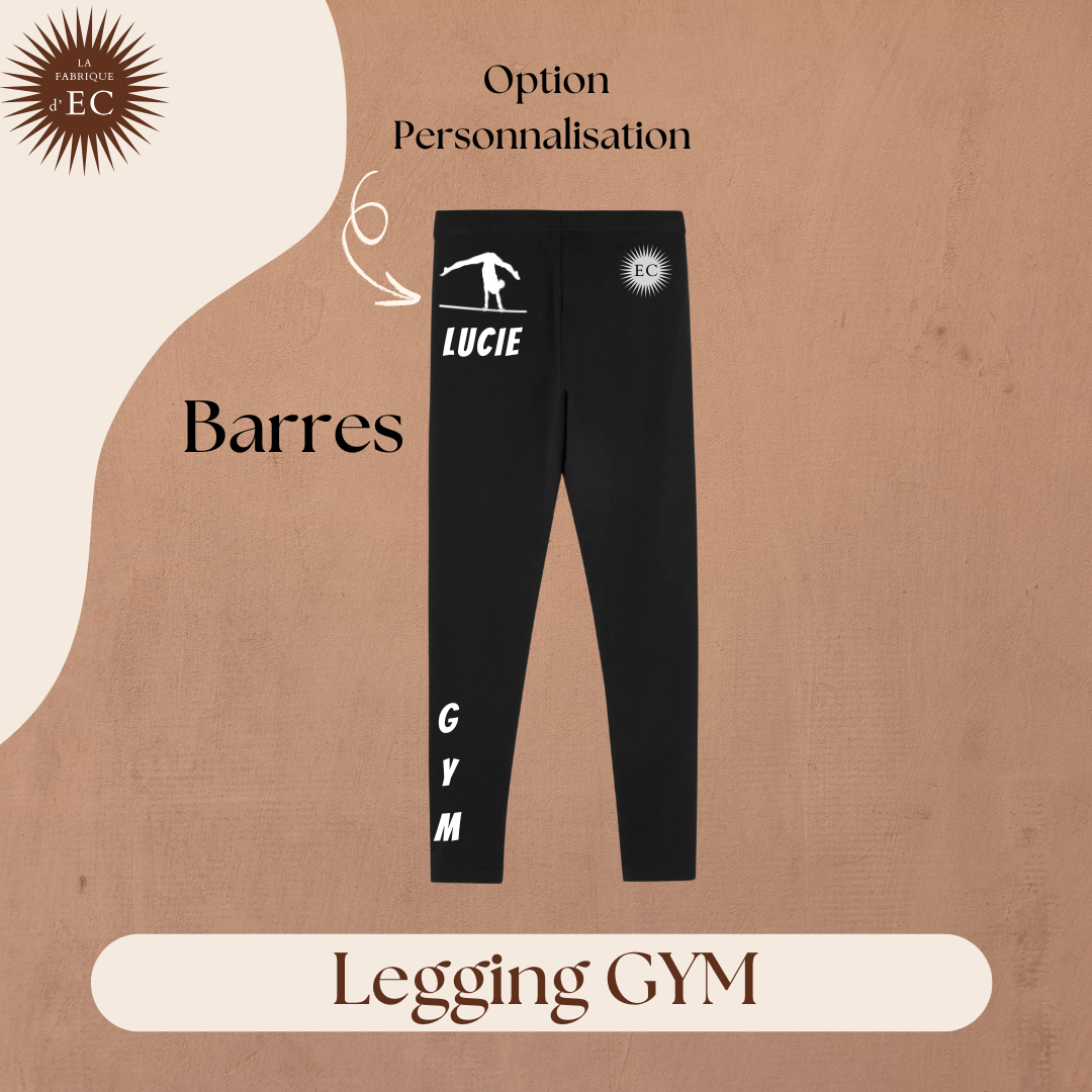 Leggings Enfant noir de GYM GAF personnalisé avec prénom