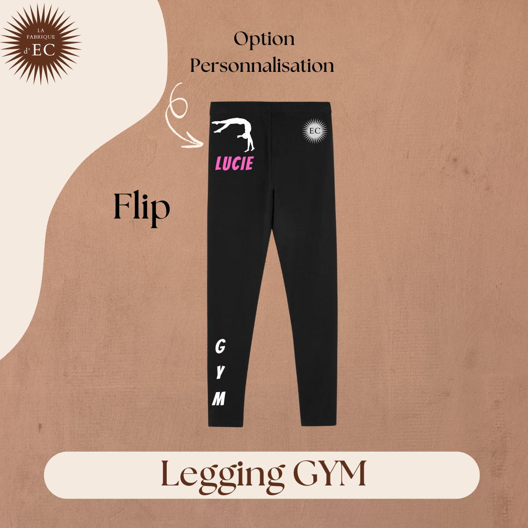 Leggings Enfant noir de GYM GAF personnalisé avec prénom