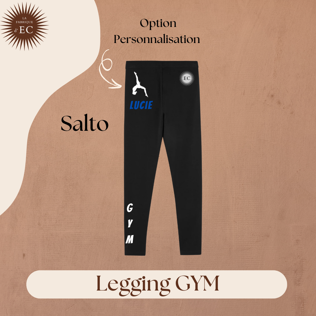 Leggings Enfant noir de GYM GAF personnalisé avec prénom