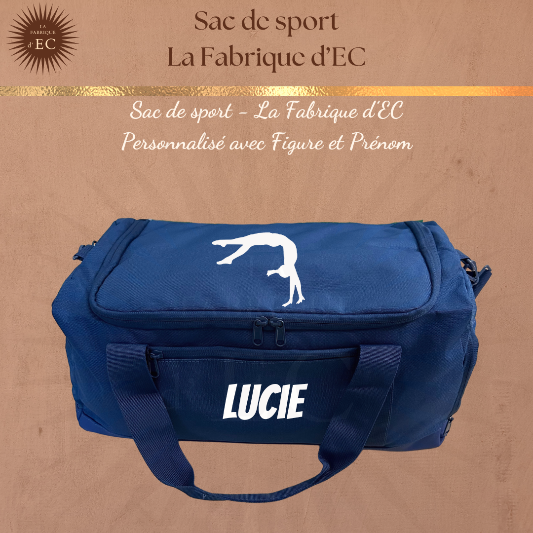 Sac de sport BLEU La Fabrique d'EC - 29L Personnalisé avec figure et prénom