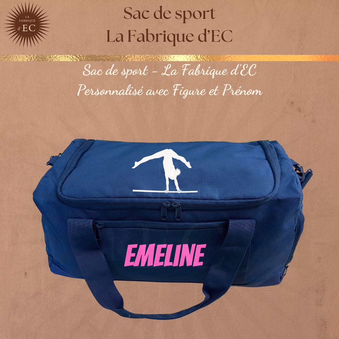 Sac de sport BLEU La Fabrique d'EC - 29L Personnalisé avec figure et prénom