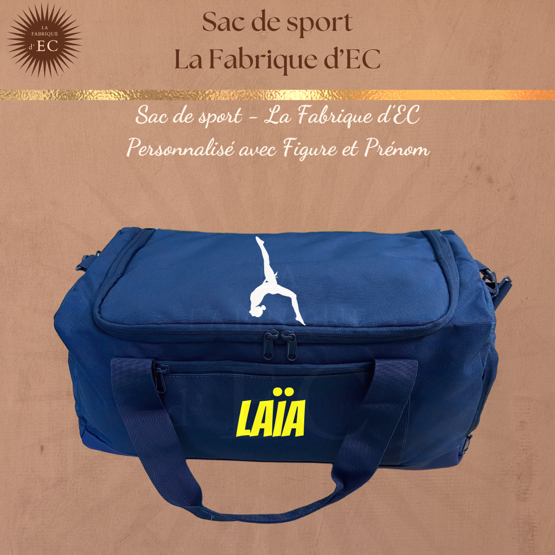 Sac de sport BLEU La Fabrique d'EC - 29L Personnalisé avec figure et prénom