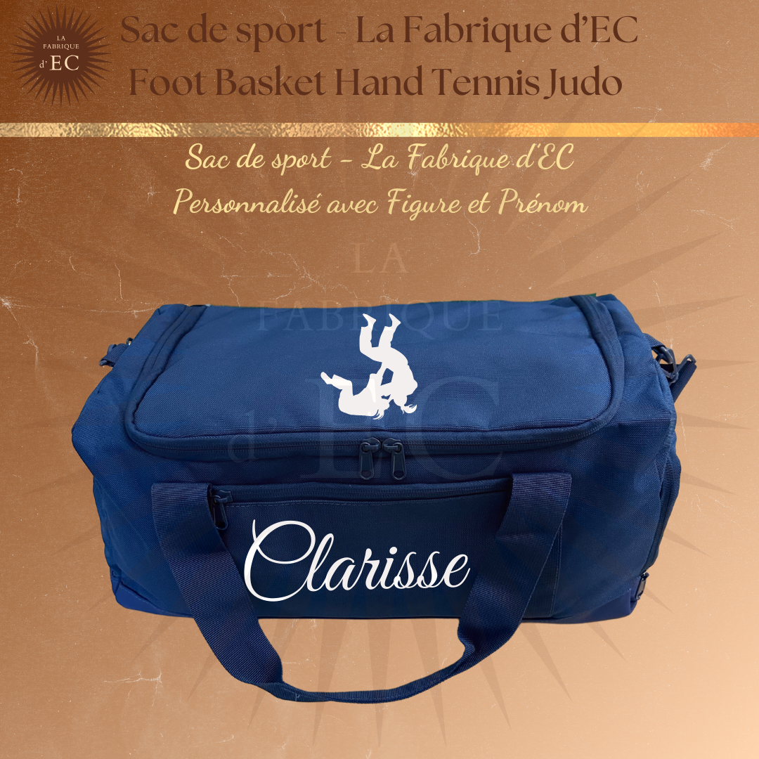 Sac de sport BLEU_Multi Sports La Fabrique d'EC - 29L Personnalisé avec figure et prénom