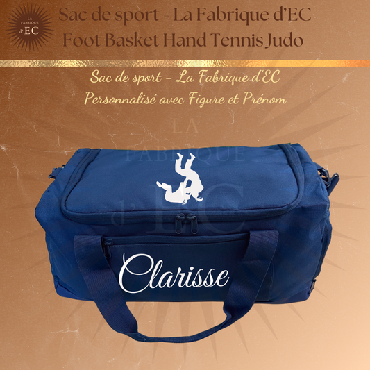 Sac de sport BLEU_Multi Sports La Fabrique d'EC - 29L Personnalisé avec figure et prénom