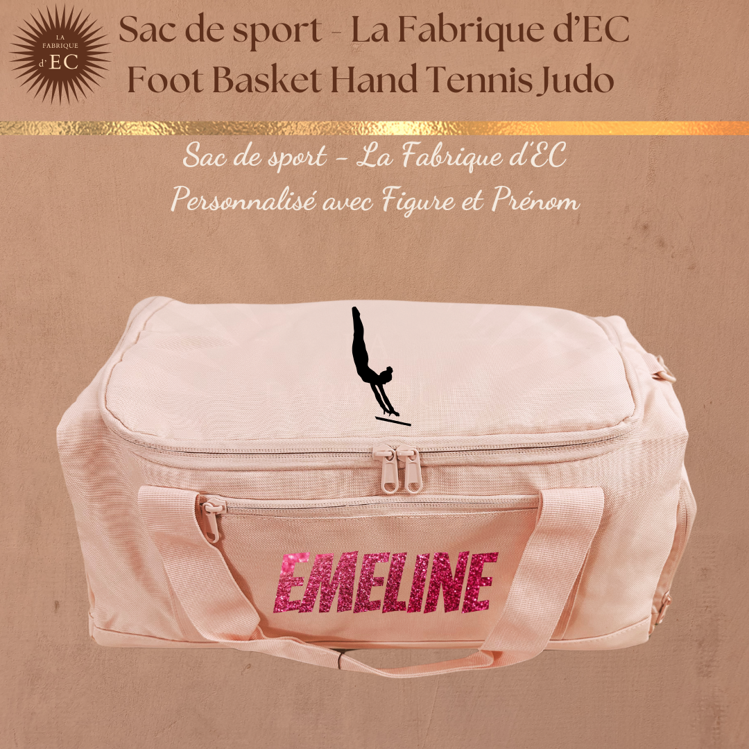 Sac de sport ROSE La Fabrique d'EC - 29L Personnalisé avec figure et prénom