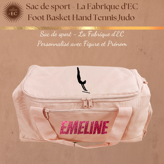 Sac de sport ROSE La Fabrique d'EC - 29L Personnalisé avec figure et prénom