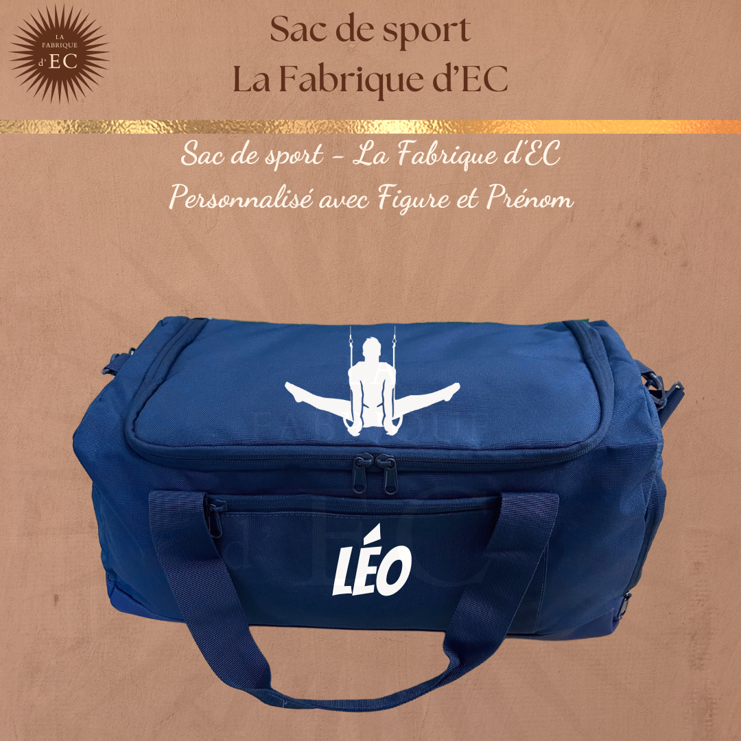 Sac de sport BLEU La Fabrique d'EC - 29L Personnalisé avec figure et prénom