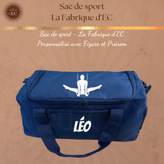 Sac de sport BLEU La Fabrique d'EC - 29L Personnalisé avec figure et prénom