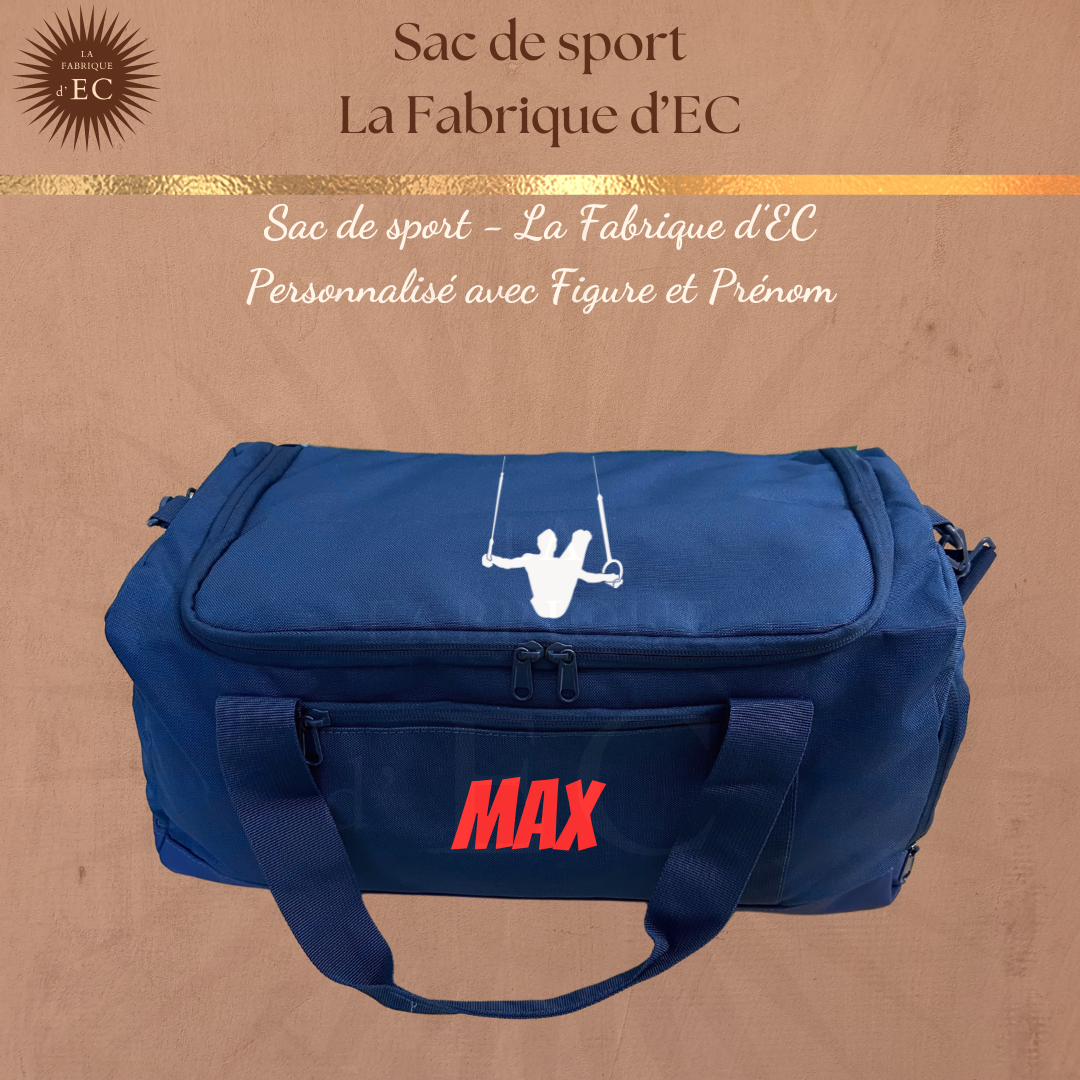 Sac de sport BLEU La Fabrique d'EC - 29L Personnalisé avec figure et prénom