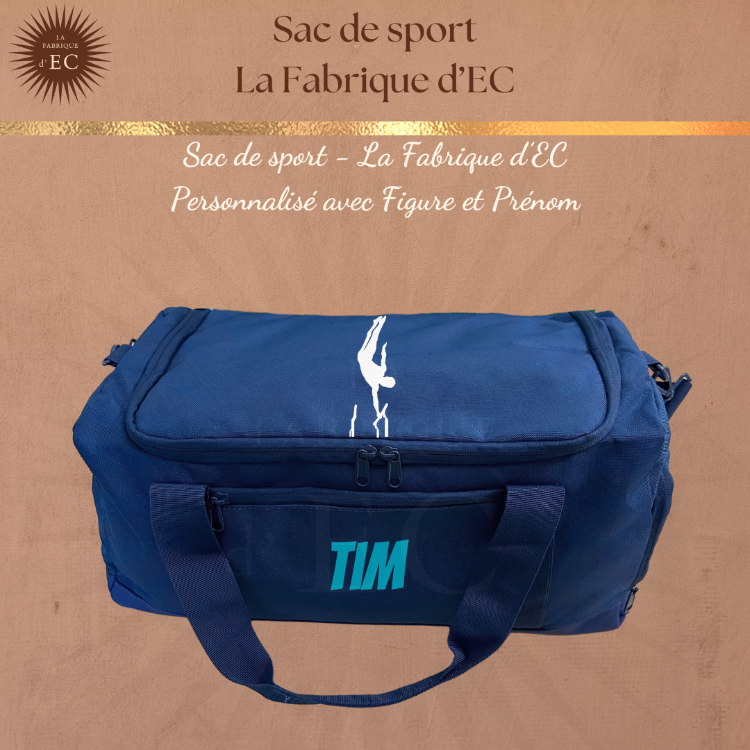 Sac de sport BLEU La Fabrique d'EC - 29L Personnalisé avec figure et prénom