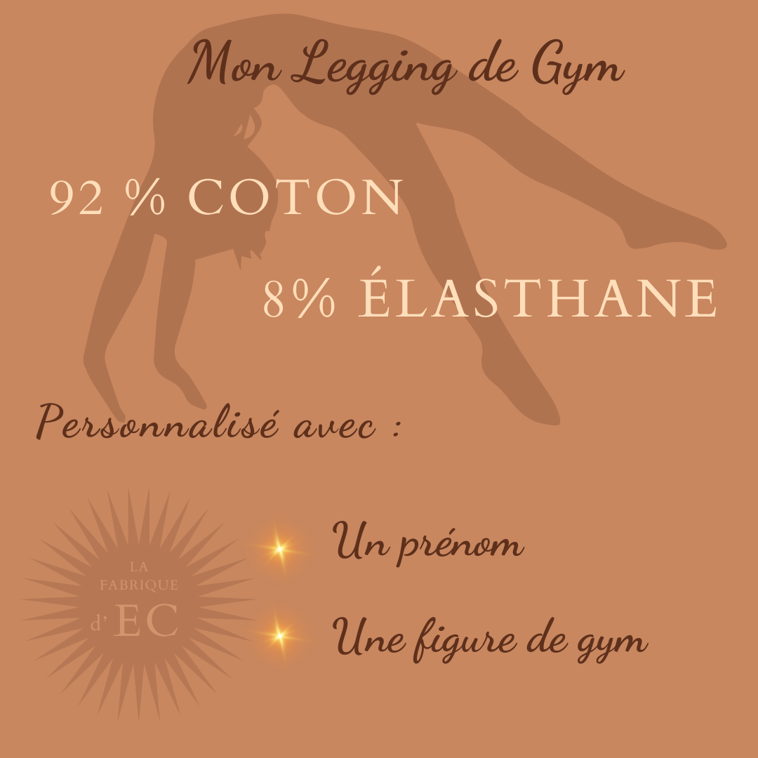 Leggings Adulte noir de GYM GAF personnalisé avec prénom