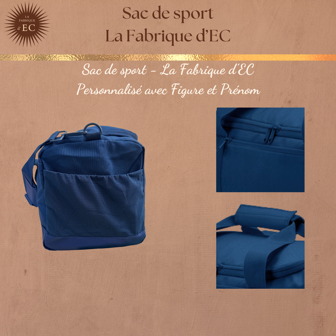 Sac de sport BLEU La Fabrique d'EC - 29L Personnalisé avec figure et prénom