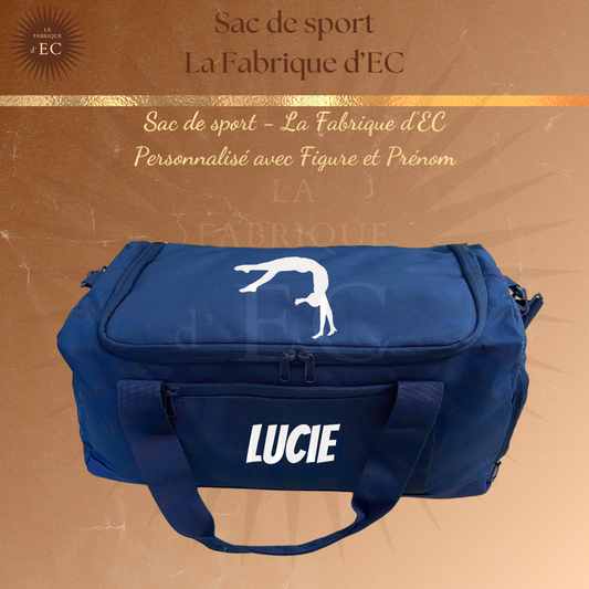 Sac de sport BLEU La Fabrique d'EC - 29L Personnalisé avec figure et prénom