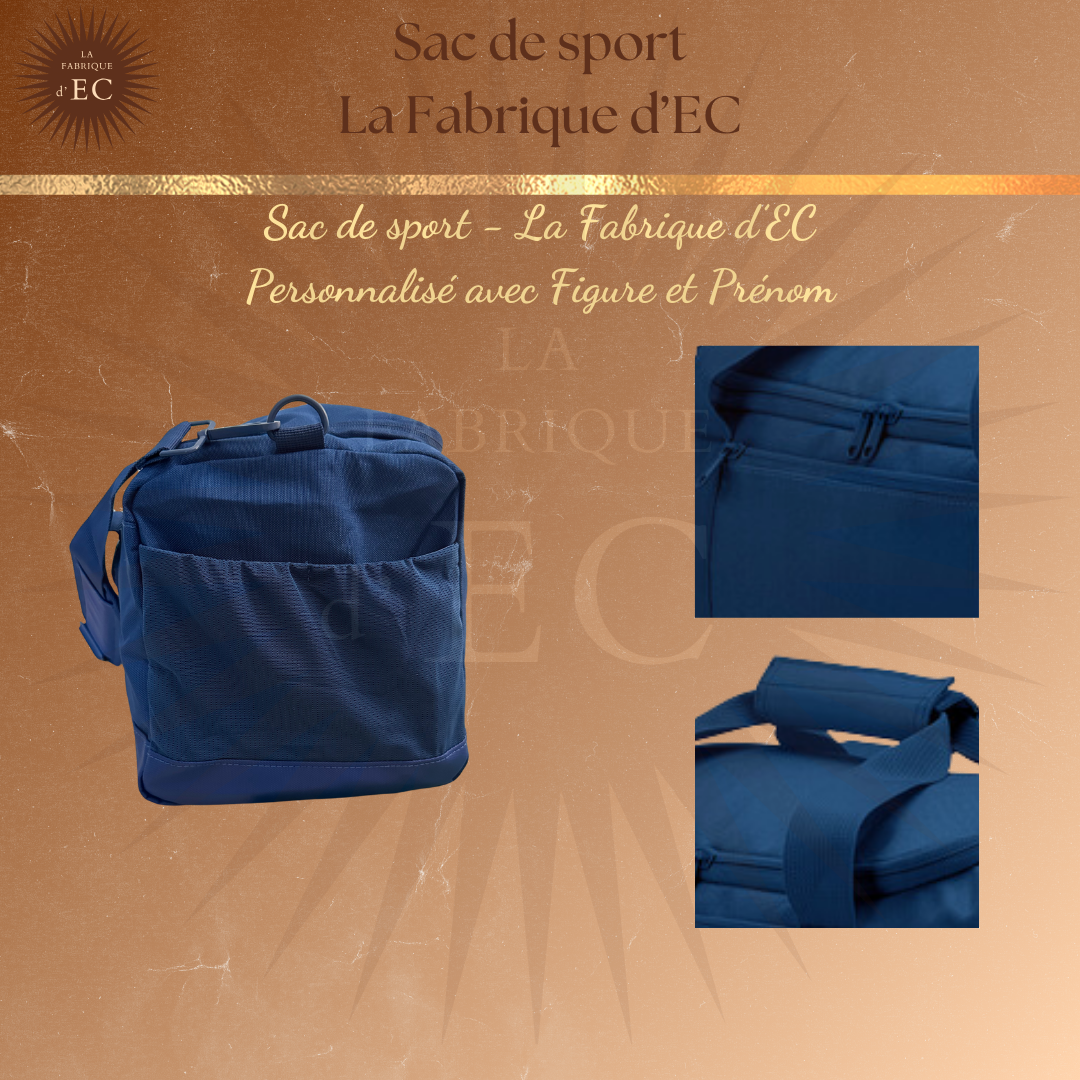 Sac de sport BLEU La Fabrique d'EC - 29L Personnalisé avec figure et prénom