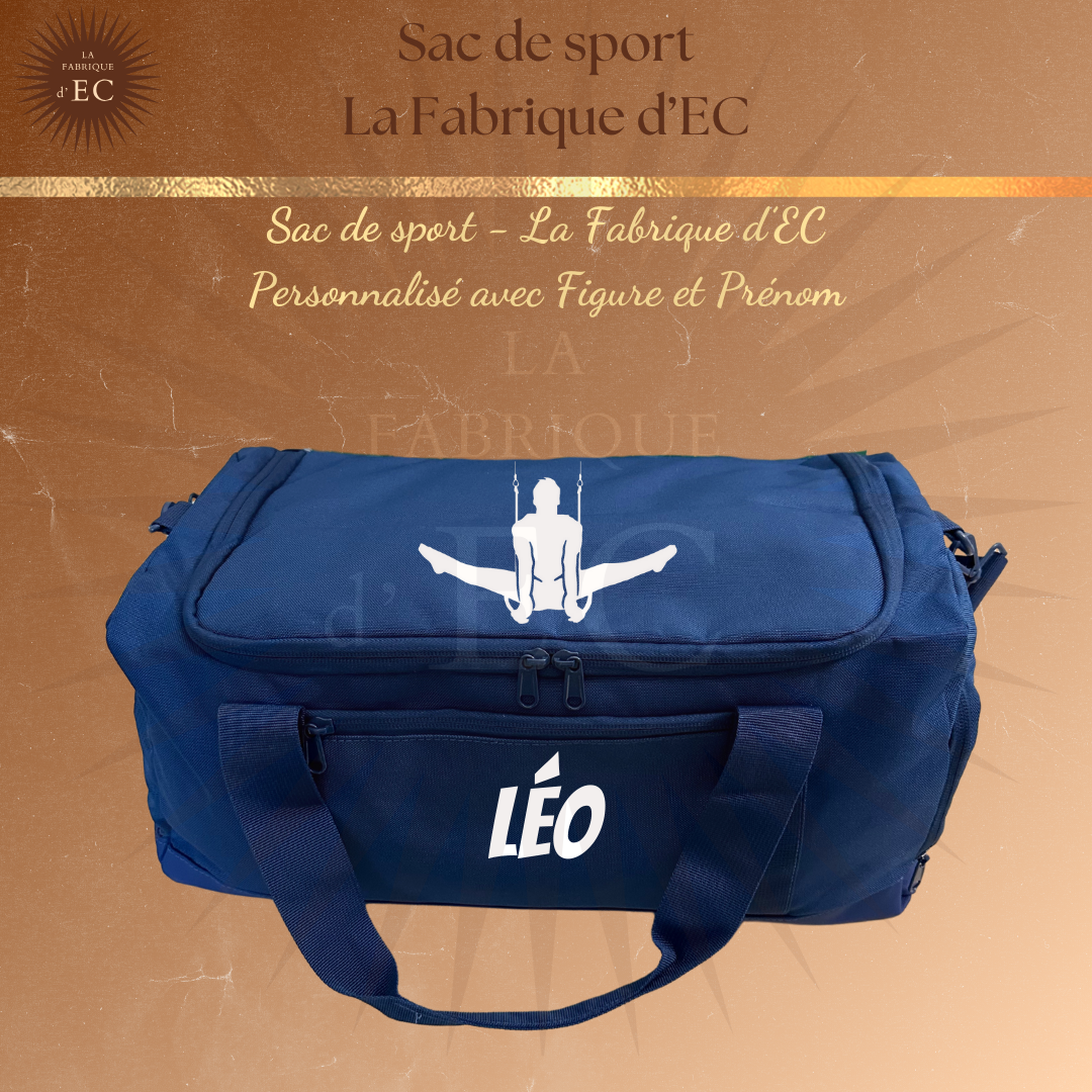 Sac de sport BLEU La Fabrique d'EC - 29L Personnalisé avec figure et prénom