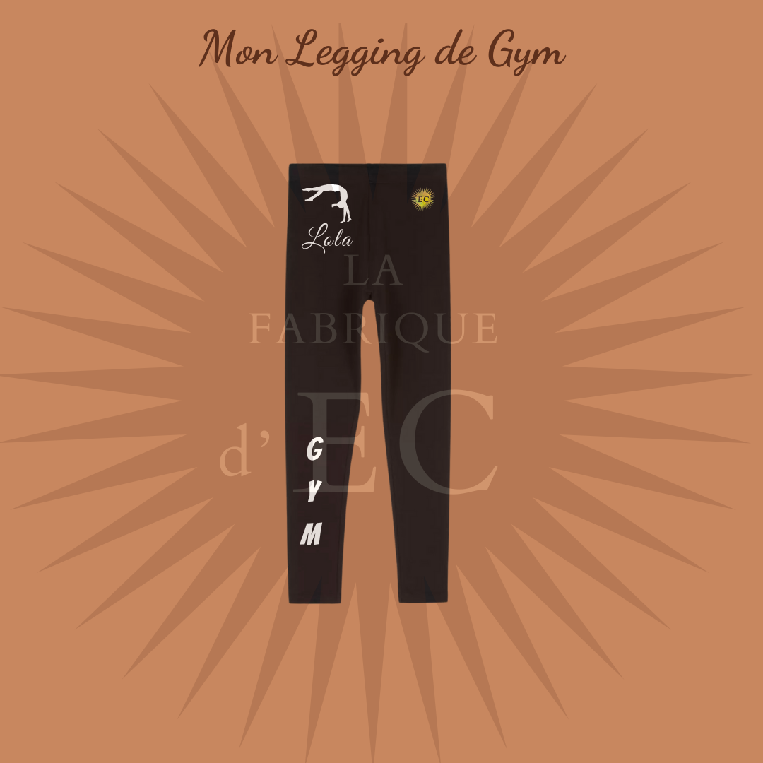 Leggings Adulte noir de GYM GAF personnalisé avec prénom