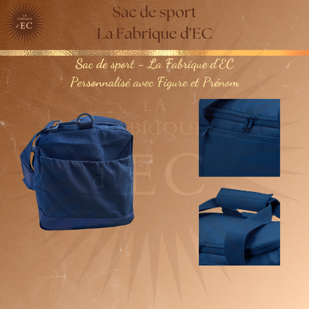 Sac de sport BLEU_Multi Sports La Fabrique d'EC - 29L Personnalisé avec figure et prénom