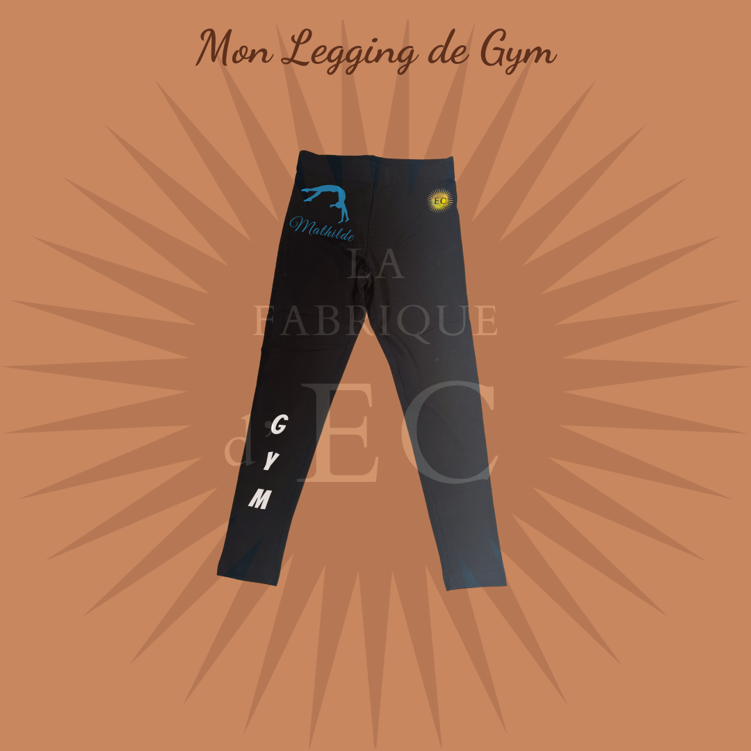 Leggings Adulte noir de GYM GAF personnalisé avec prénom