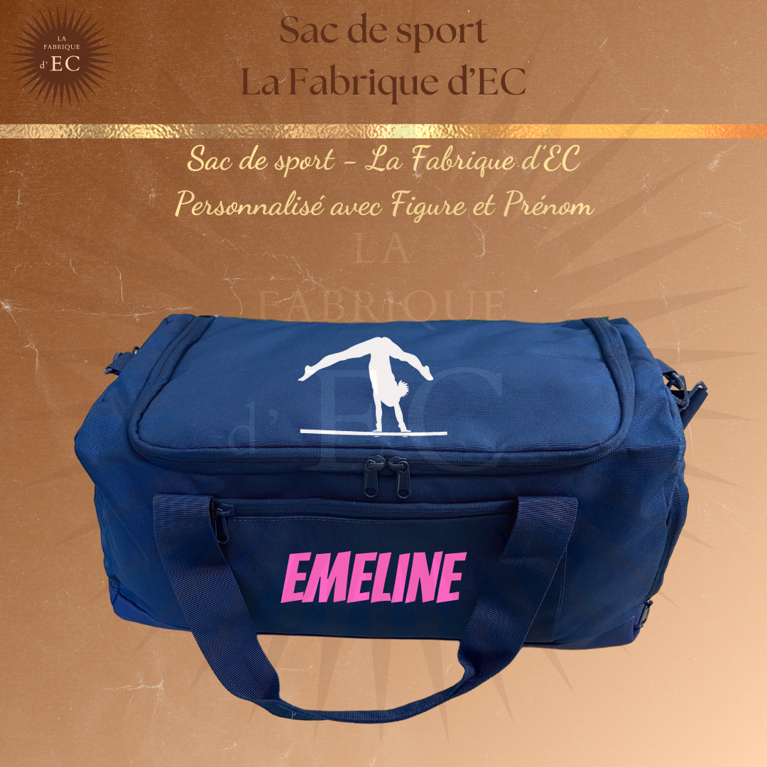 Sac de sport BLEU La Fabrique d'EC - 29L Personnalisé avec figure et prénom