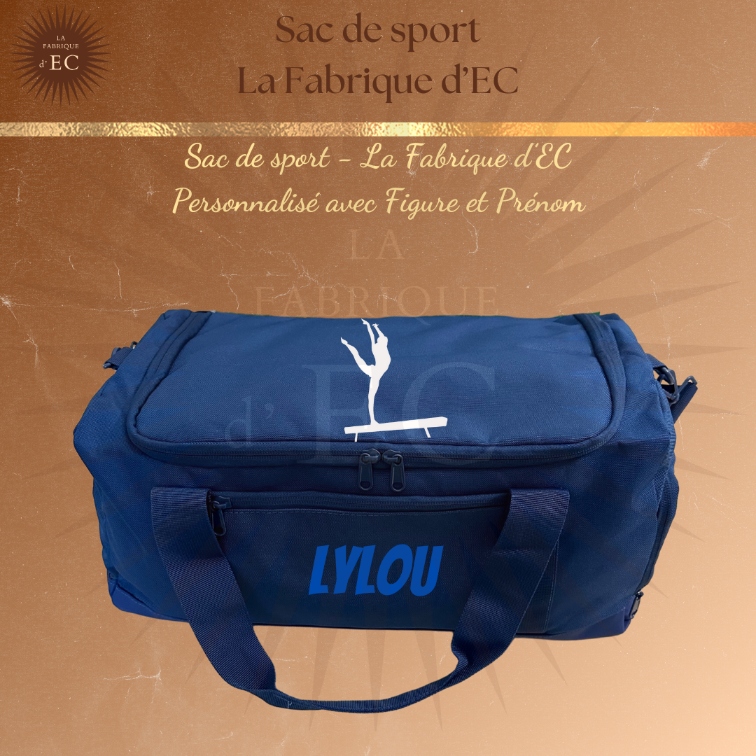 Sac de sport BLEU La Fabrique d'EC - 29L Personnalisé avec figure et prénom