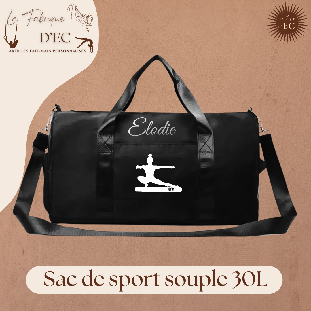 Sac de sport souple noir 30L Gymnastique