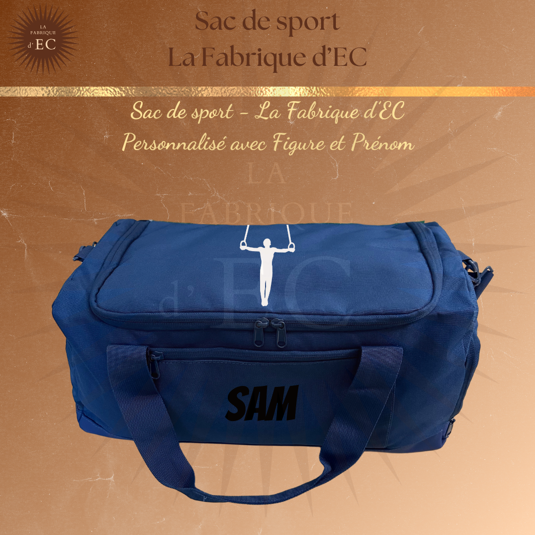 Sac de sport BLEU La Fabrique d'EC - 29L Personnalisé avec figure et prénom