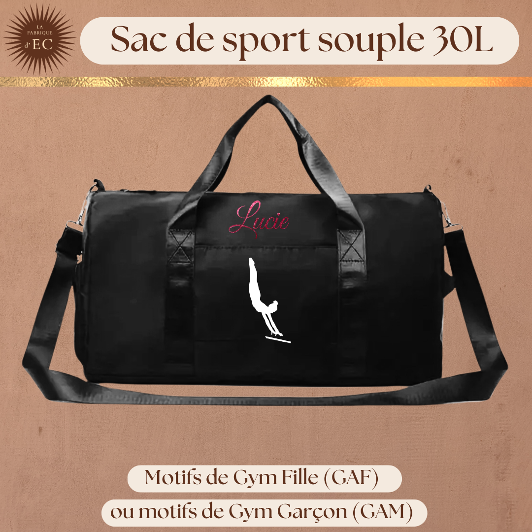 Sac de sport souple noir 30L Gymnastique