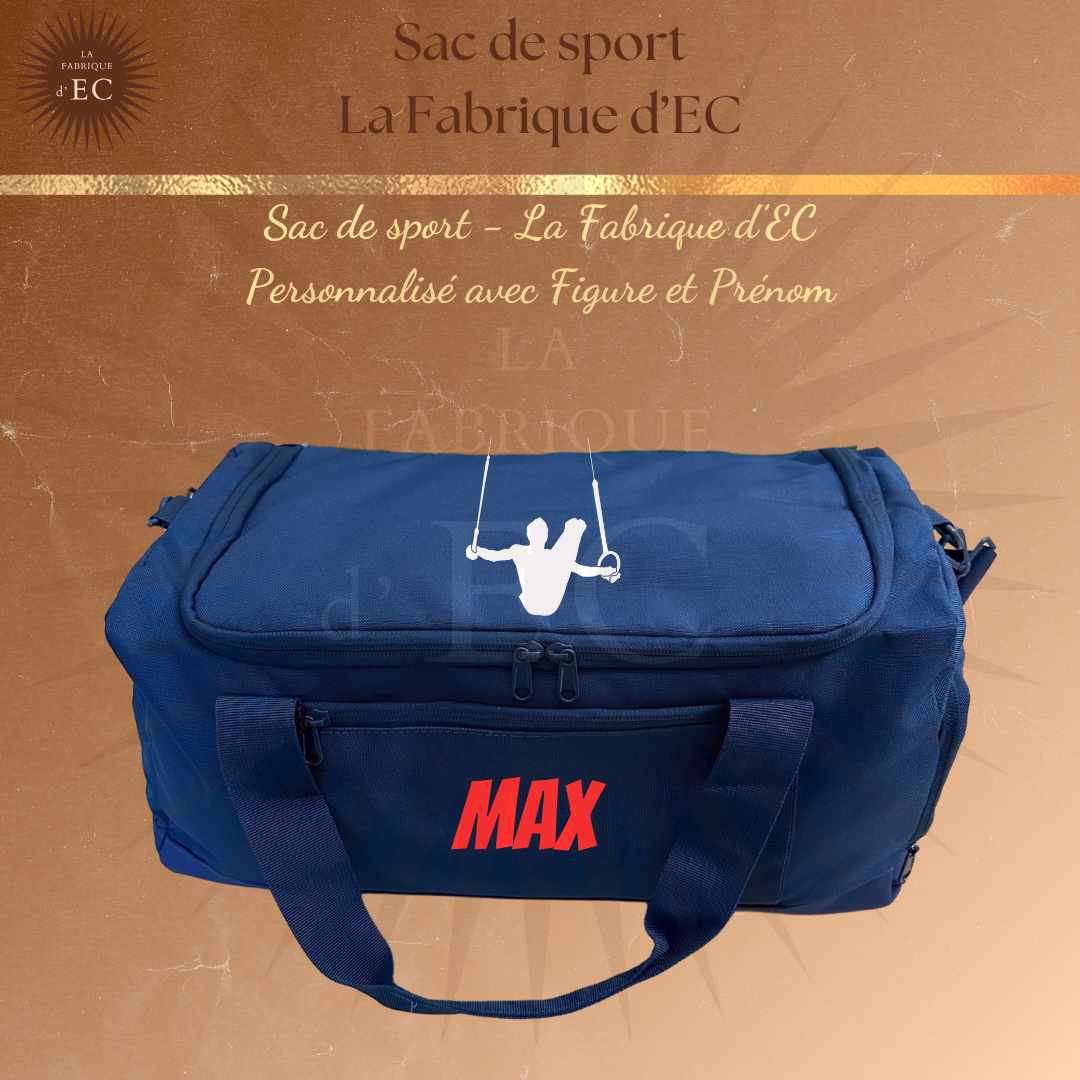 Sac de sport BLEU La Fabrique d'EC - 29L Personnalisé avec figure et prénom