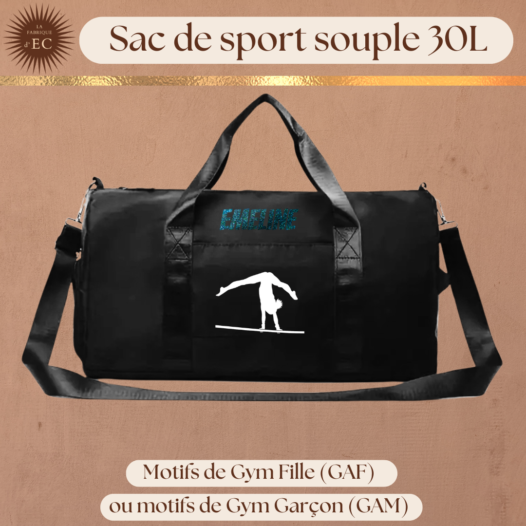 Sac de sport souple noir 30L Gymnastique