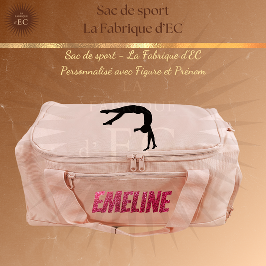 Sac de sport ROSE La Fabrique d'EC - 29L Personnalisé avec figure et prénom