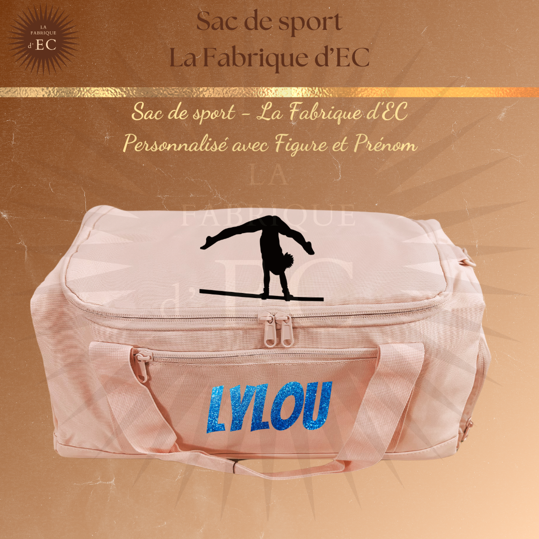 Sac de sport ROSE La Fabrique d'EC - 29L Personnalisé avec figure et prénom