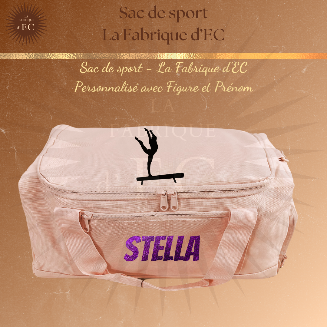 Sac de sport ROSE La Fabrique d'EC - 29L Personnalisé avec figure et prénom