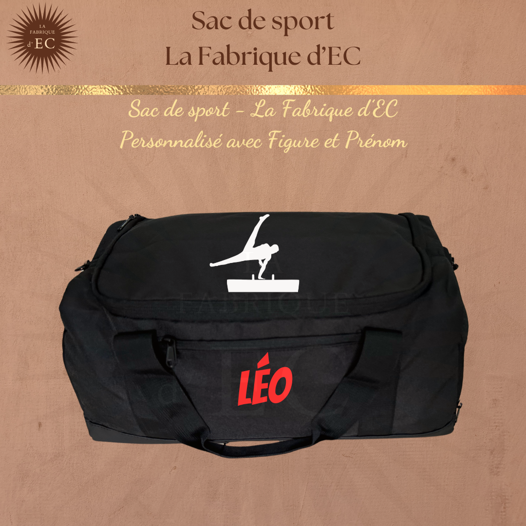 Sac de sport NOIR La Fabrique d'EC - 29L Personnalisé avec figure et prénom