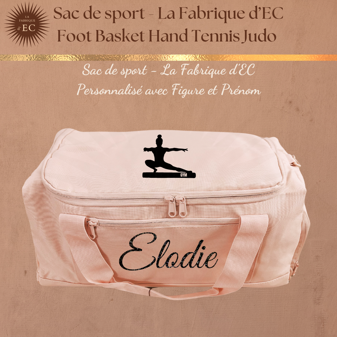 Sac de sport ROSE La Fabrique d'EC - 29L Personnalisé avec figure et prénom