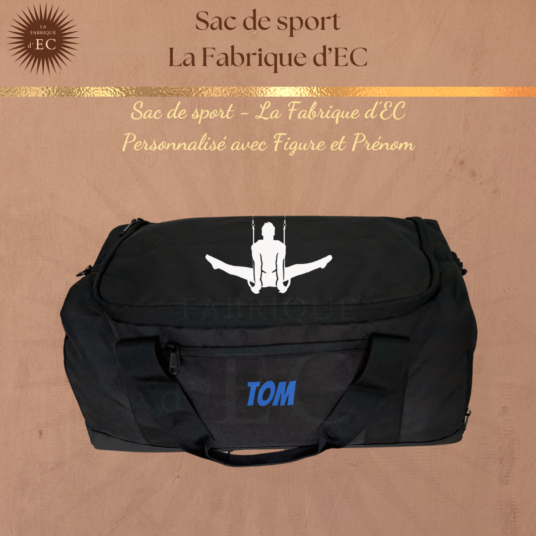 Sac de sport NOIR La Fabrique d'EC - 29L Personnalisé avec figure et prénom