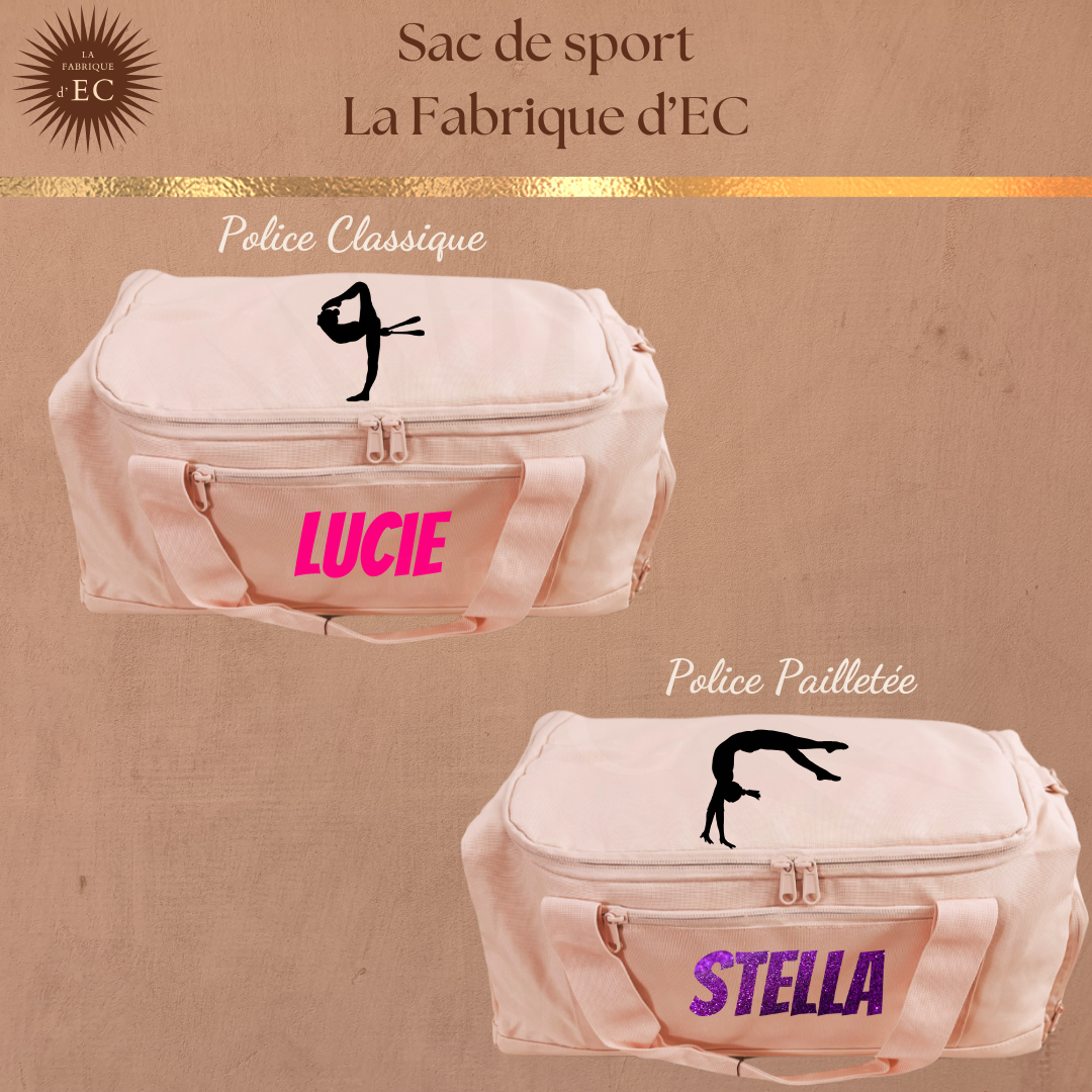 Sac de sport ROSE La Fabrique d'EC - 29L Personnalisé avec figure et prénom