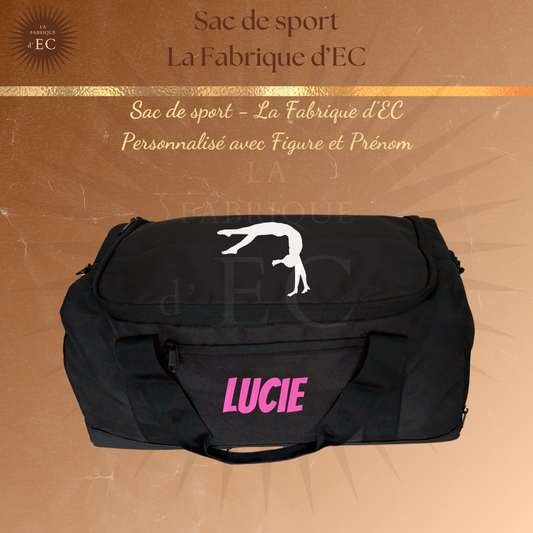 Sac de sport NOIR La Fabrique d'EC - 29L Personnalisé avec figure et prénom