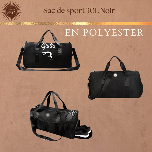 Sac de sport souple noir 30L Gymnastique